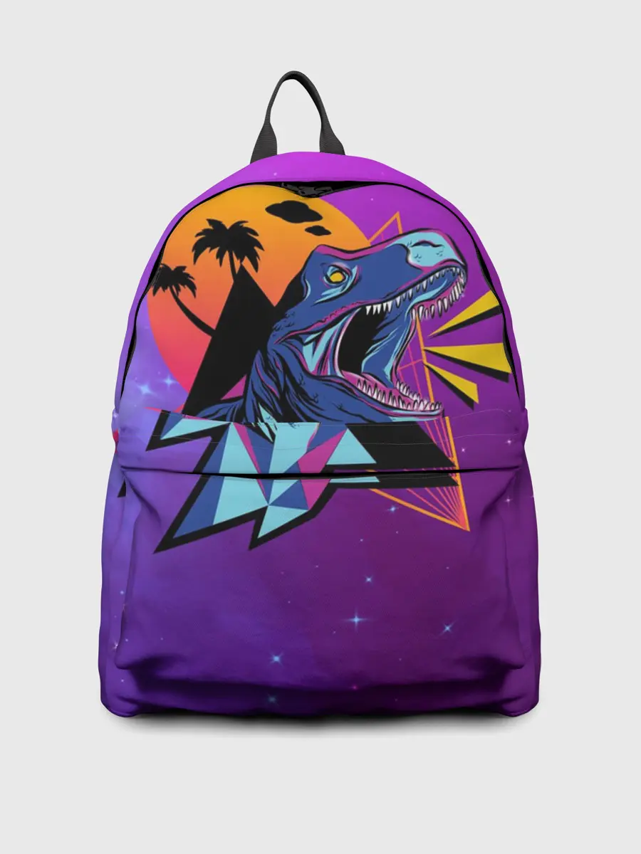 Рюкзак джинсовый / Retrowave Neon Dinosaur