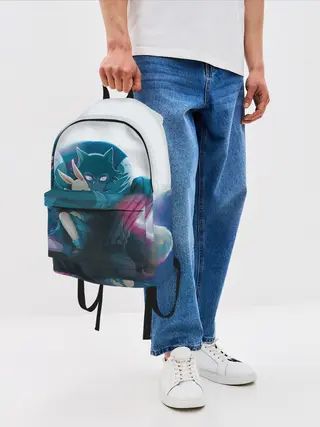 Рюкзак джинсовый / Легоси Хару крупный принт