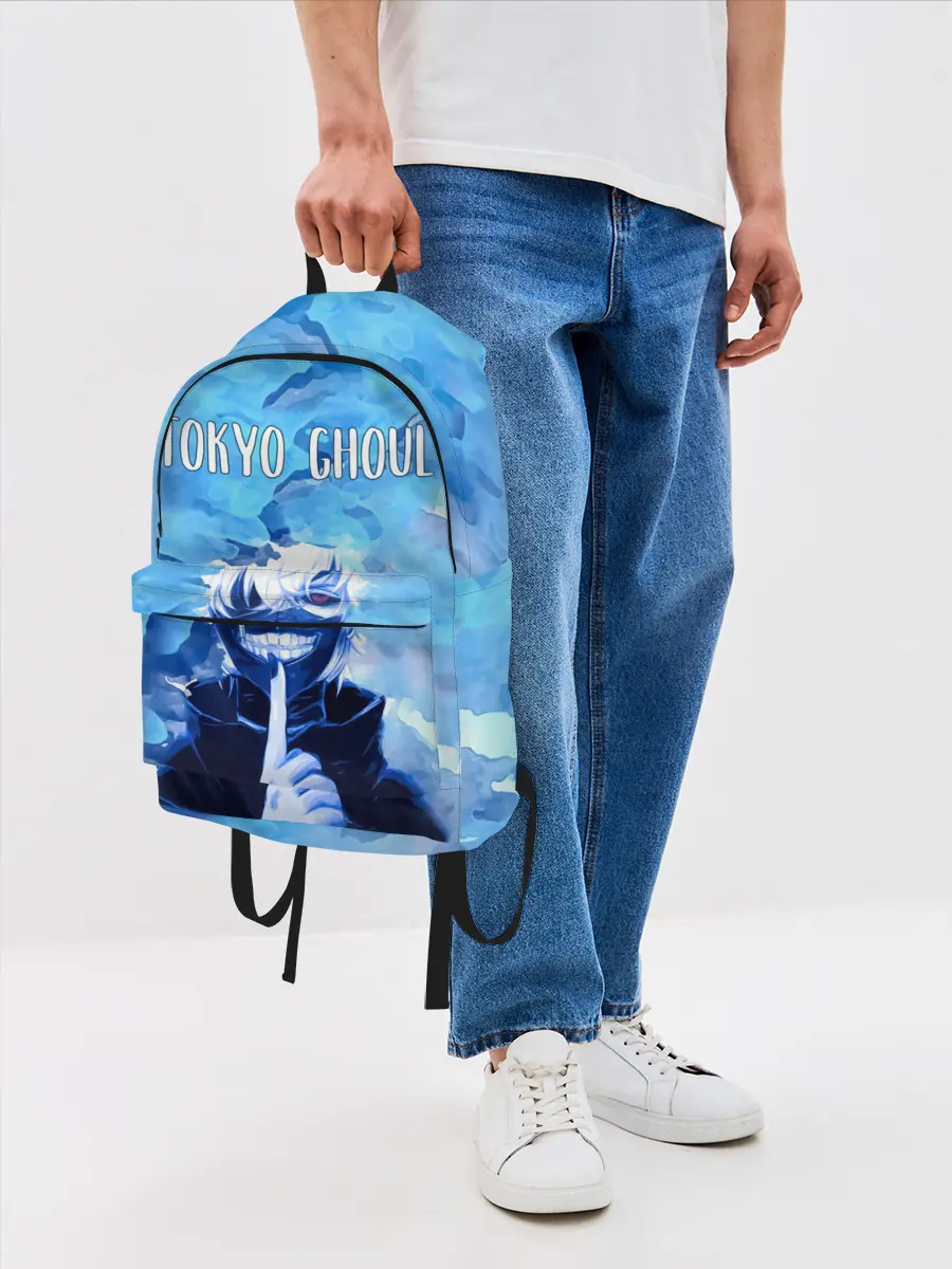 Рюкзак джинсовый / Kaneki Ken на синем фоне