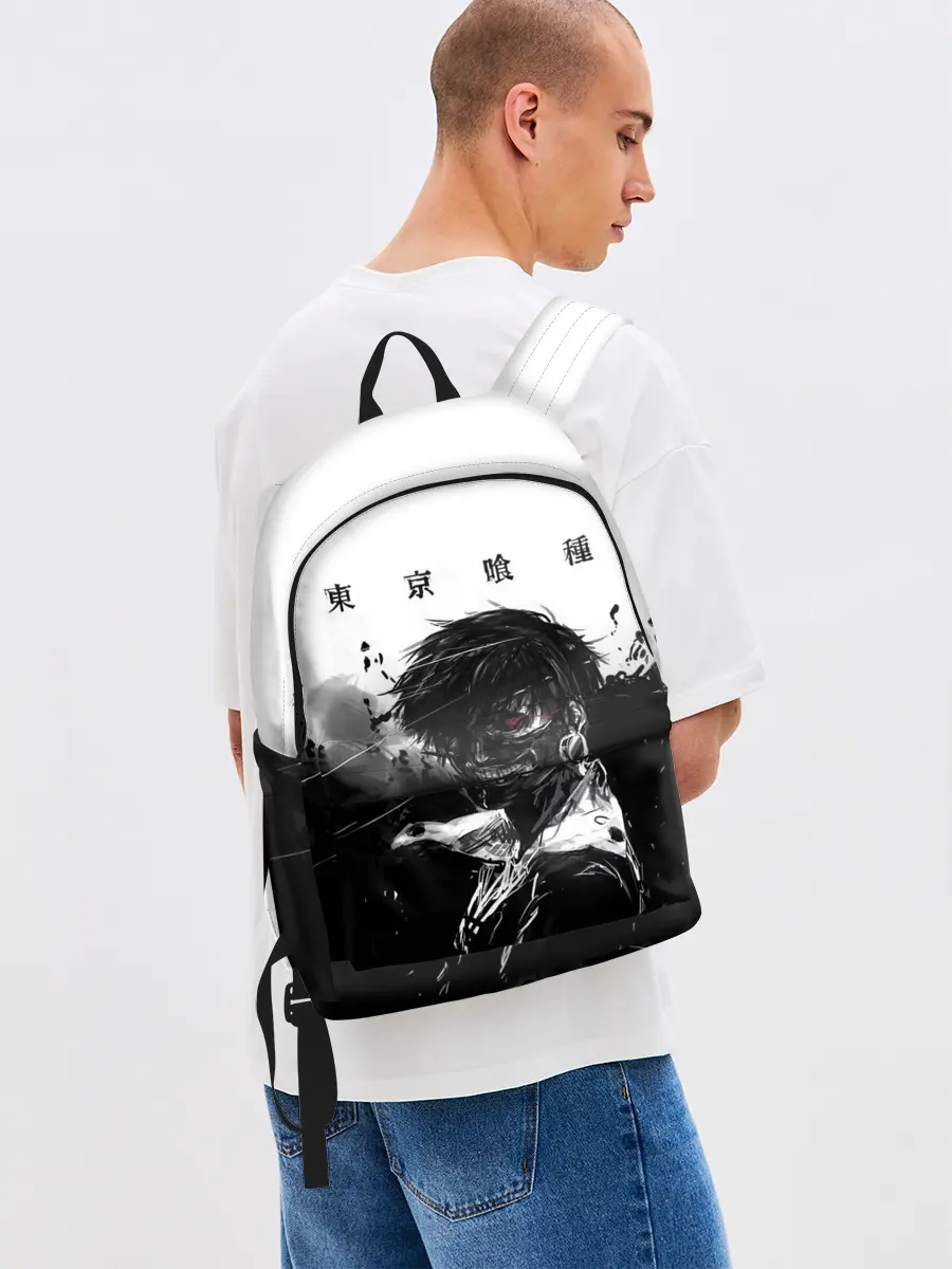 Рюкзак джинсовый / Канеки Кен черно-белый