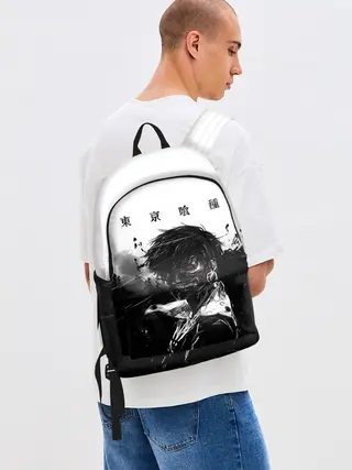 Рюкзак джинсовый / Канеки Кен черно-белый