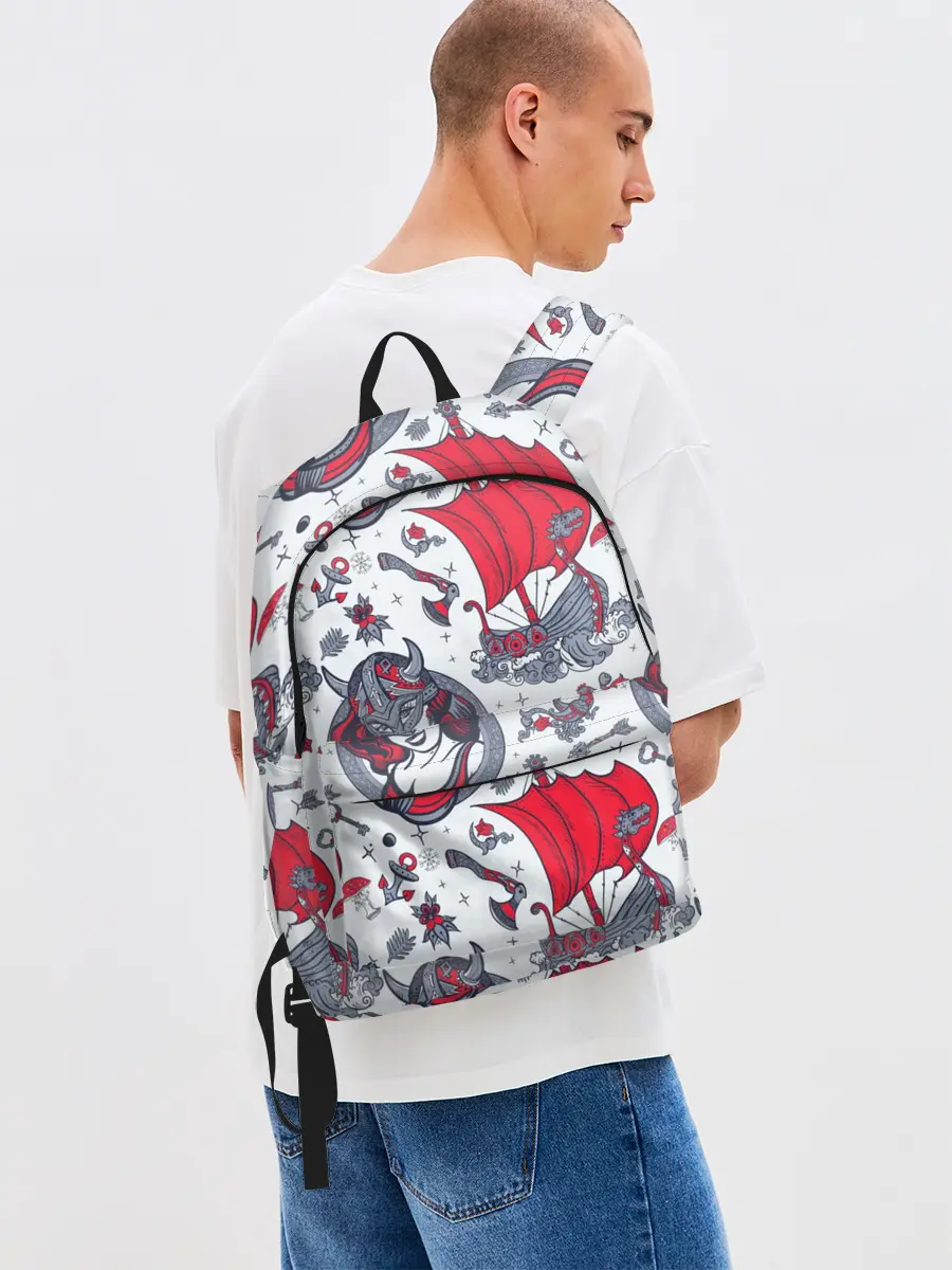 Рюкзак джинсовый / Корабли и девушка викинг