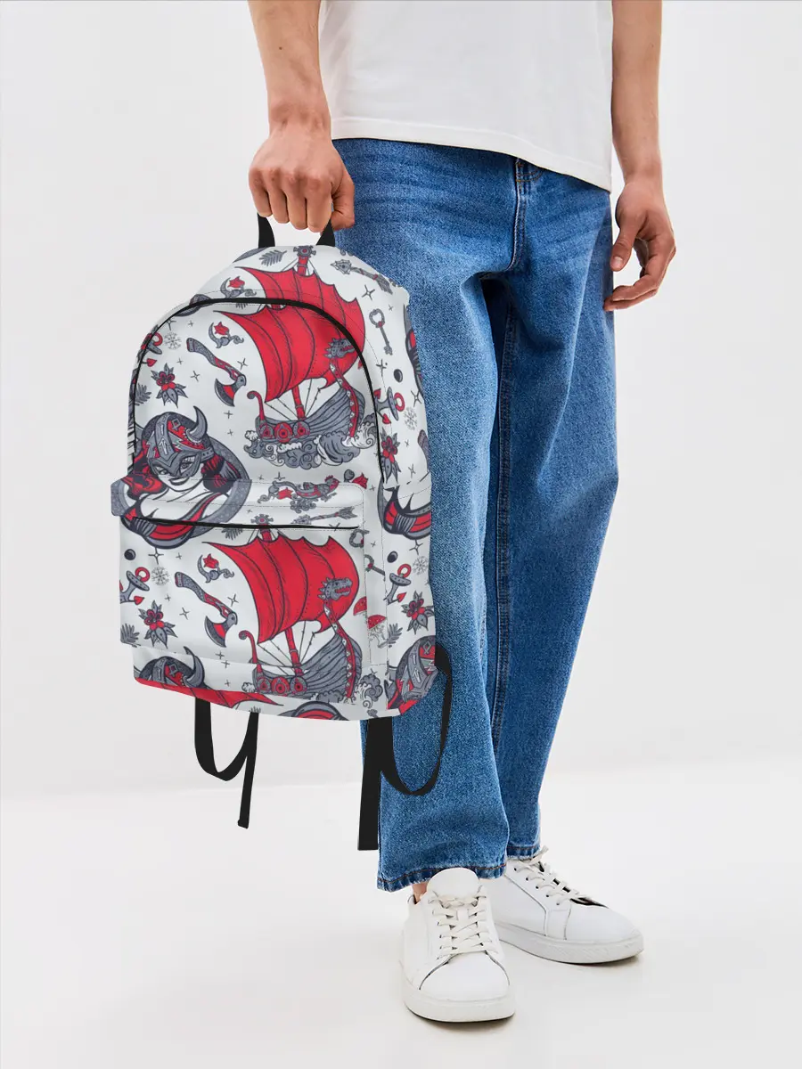 Рюкзак джинсовый / Корабли и девушка викинг