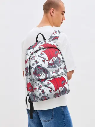 Рюкзак джинсовый / Корабли и девушка викинг