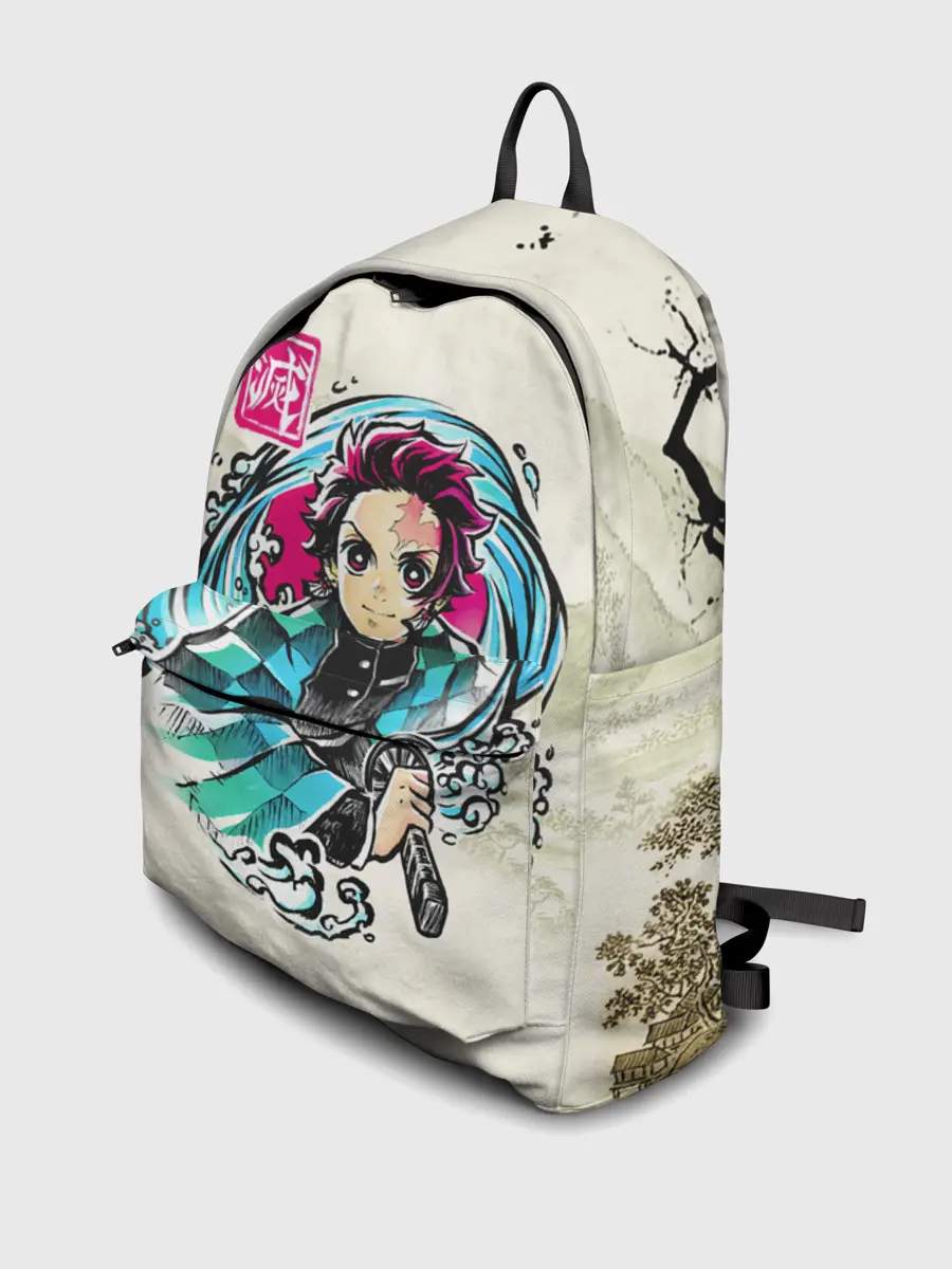 Рюкзак джинсовый / Kamado Tanjiro зарисовка