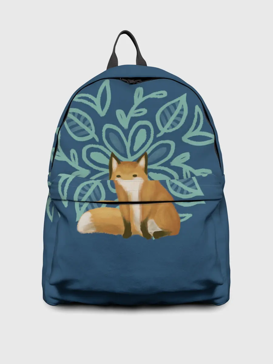 Рюкзак джинсовый / Лиса с цветочным узором