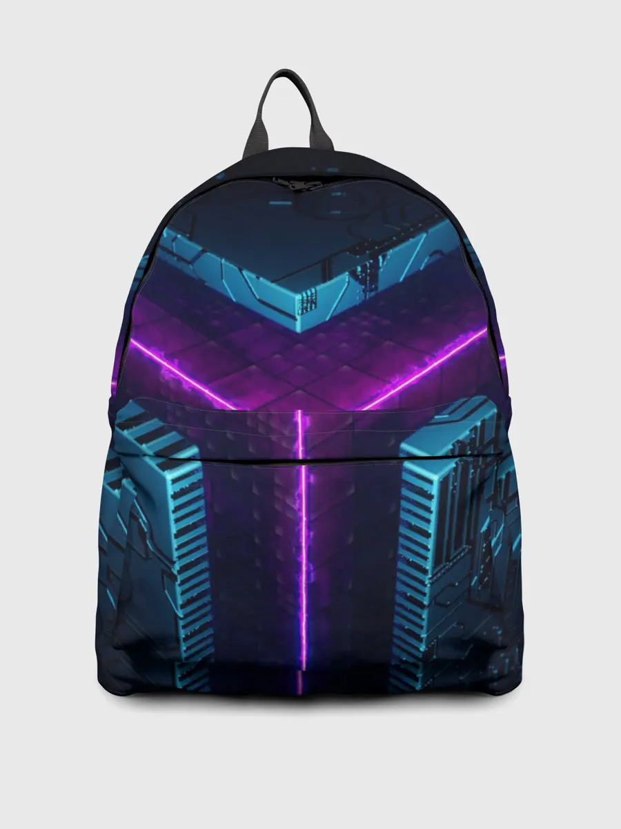Рюкзак джинсовый / Неоновые грани 3D