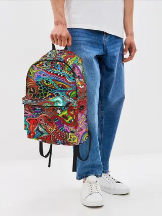 Рюкзак джинсовый / яркая абстракция