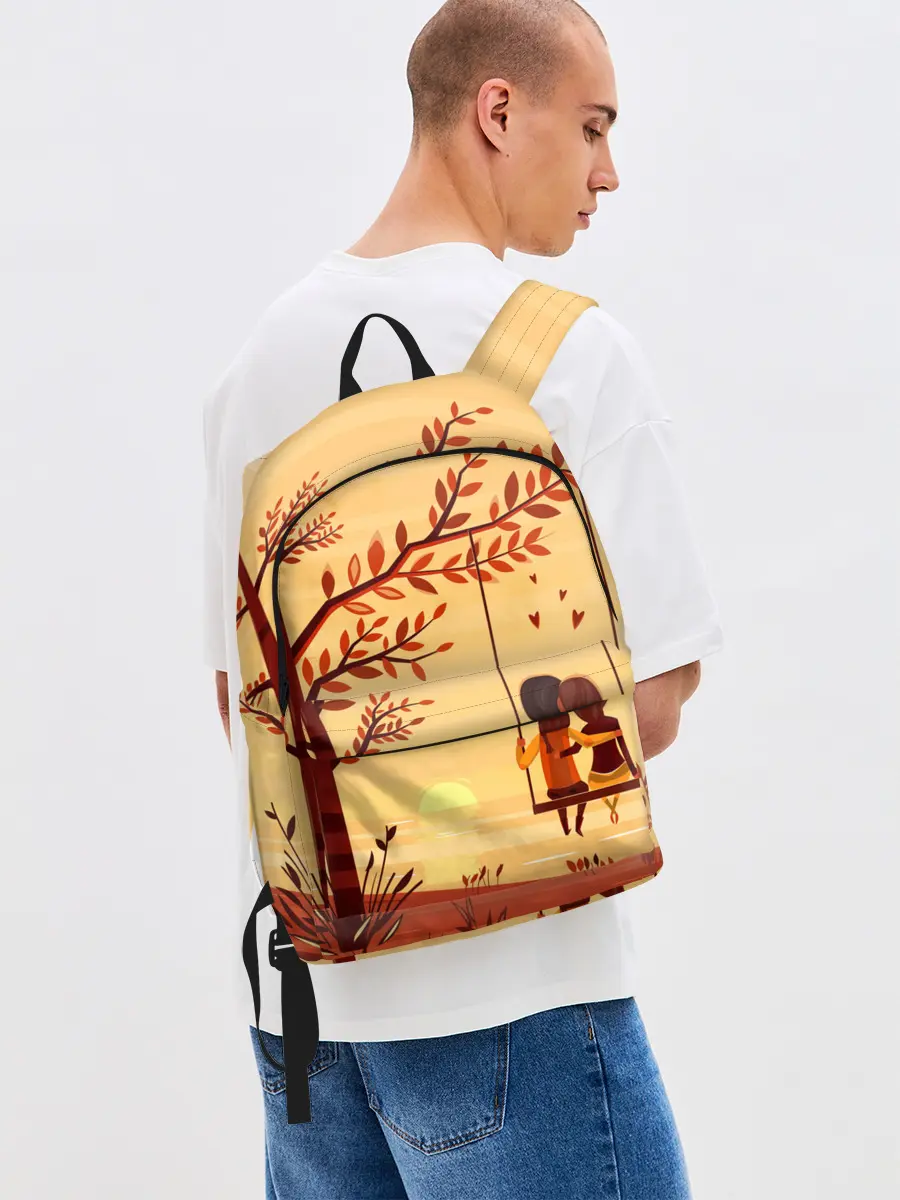 Рюкзак джинсовый / Романтика. Пара на качелях