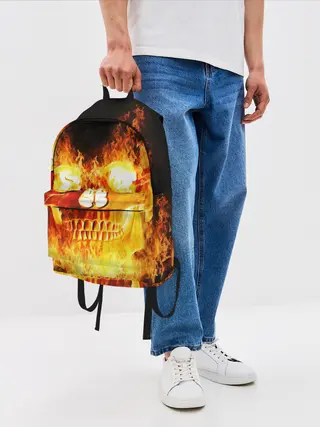 Рюкзак джинсовый / Огненный череп