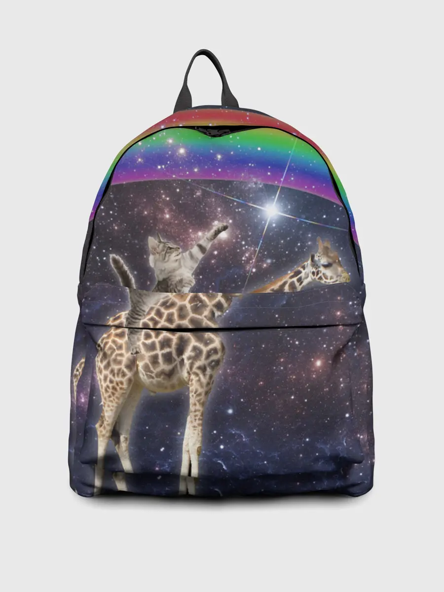 Рюкзак джинсовый / Кот на Жирафе