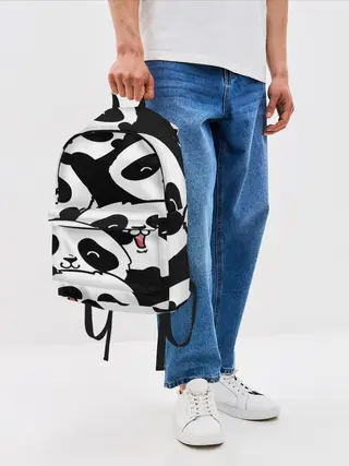 Рюкзак джинсовый / панды