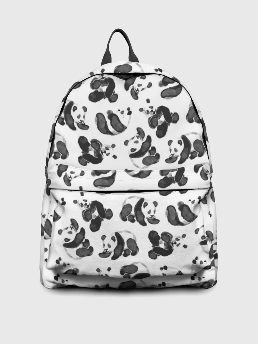 Рюкзак джинсовый / Акварельные панды паттерн