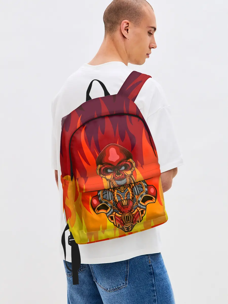 Рюкзак джинсовый / Меха скелет | Steampunk Fire