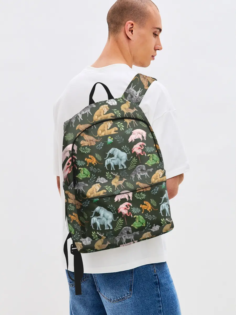 Рюкзак джинсовый / Дикие Звери Паттерн