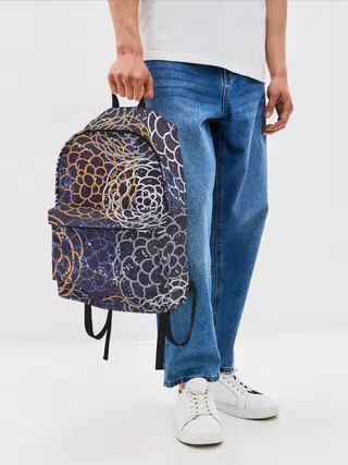 Рюкзак джинсовый / текстура японские узоры
