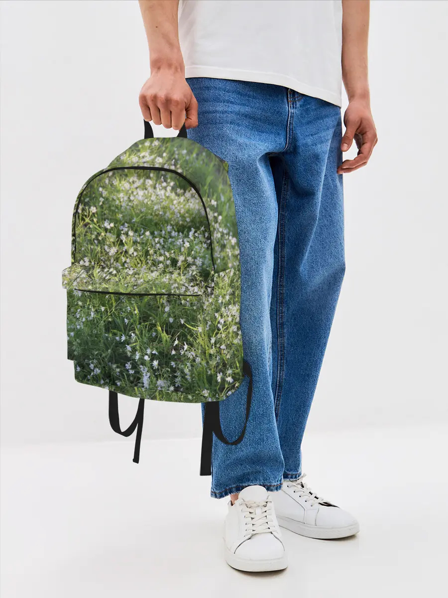 Рюкзак джинсовый / луг белых колокольциков