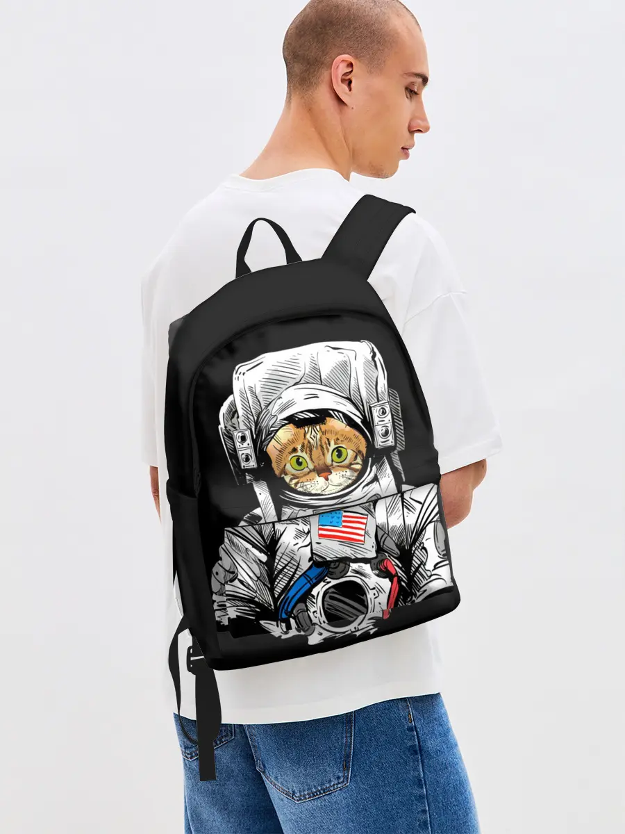 Рюкзак джинсовый / Кот Космонавт