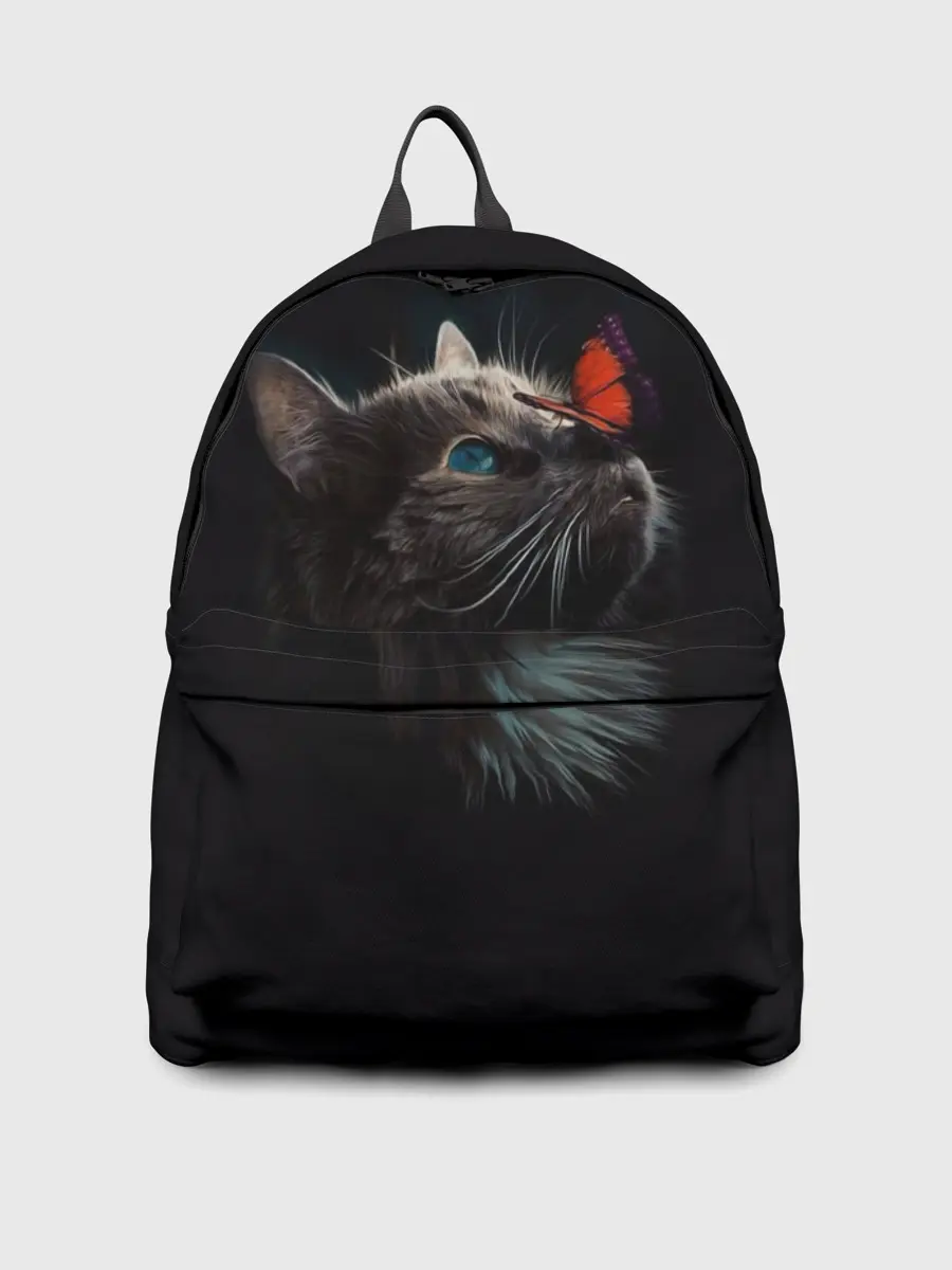 Рюкзак джинсовый / Котик и бабочка