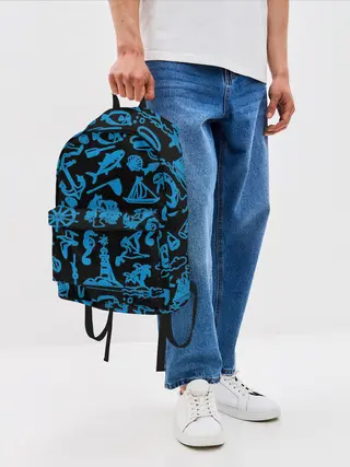Рюкзак джинсовый / Морская тема