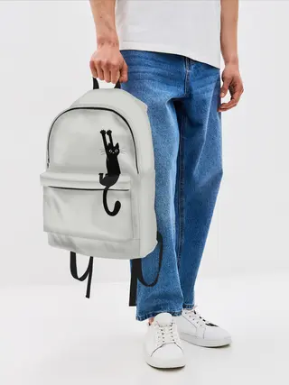 Рюкзак джинсовый / Испуганный кот