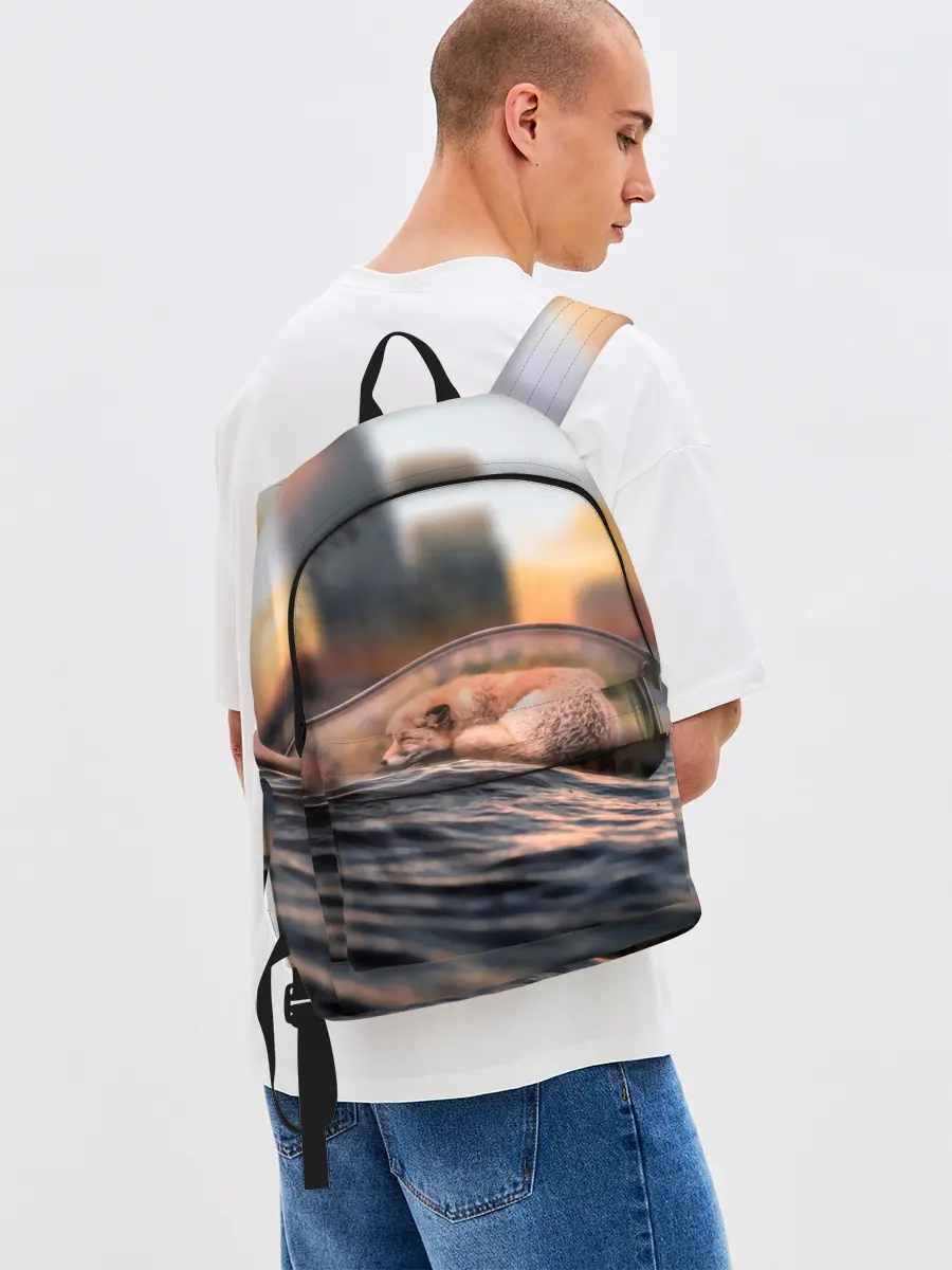 Рюкзак джинсовый / Лисенок в бутылке