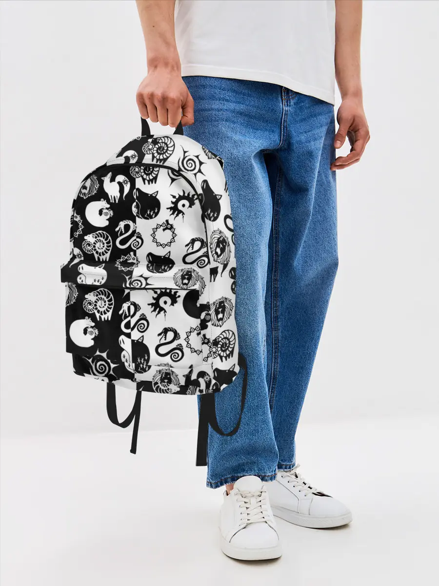 Рюкзак джинсовый / ЭМБЛЕМЫ 7 СМЕРТНЫХ ГРЕХОВ