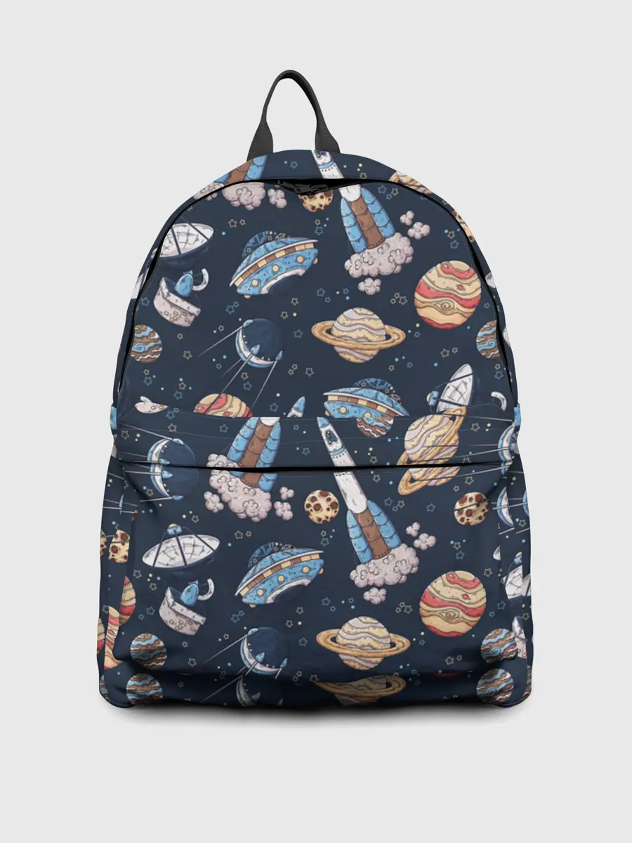 Рюкзак джинсовый / Корабли, планеты и спутники
