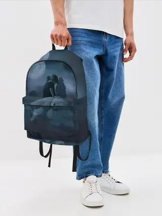 Рюкзак джинсовый / Девочка и полнолуние