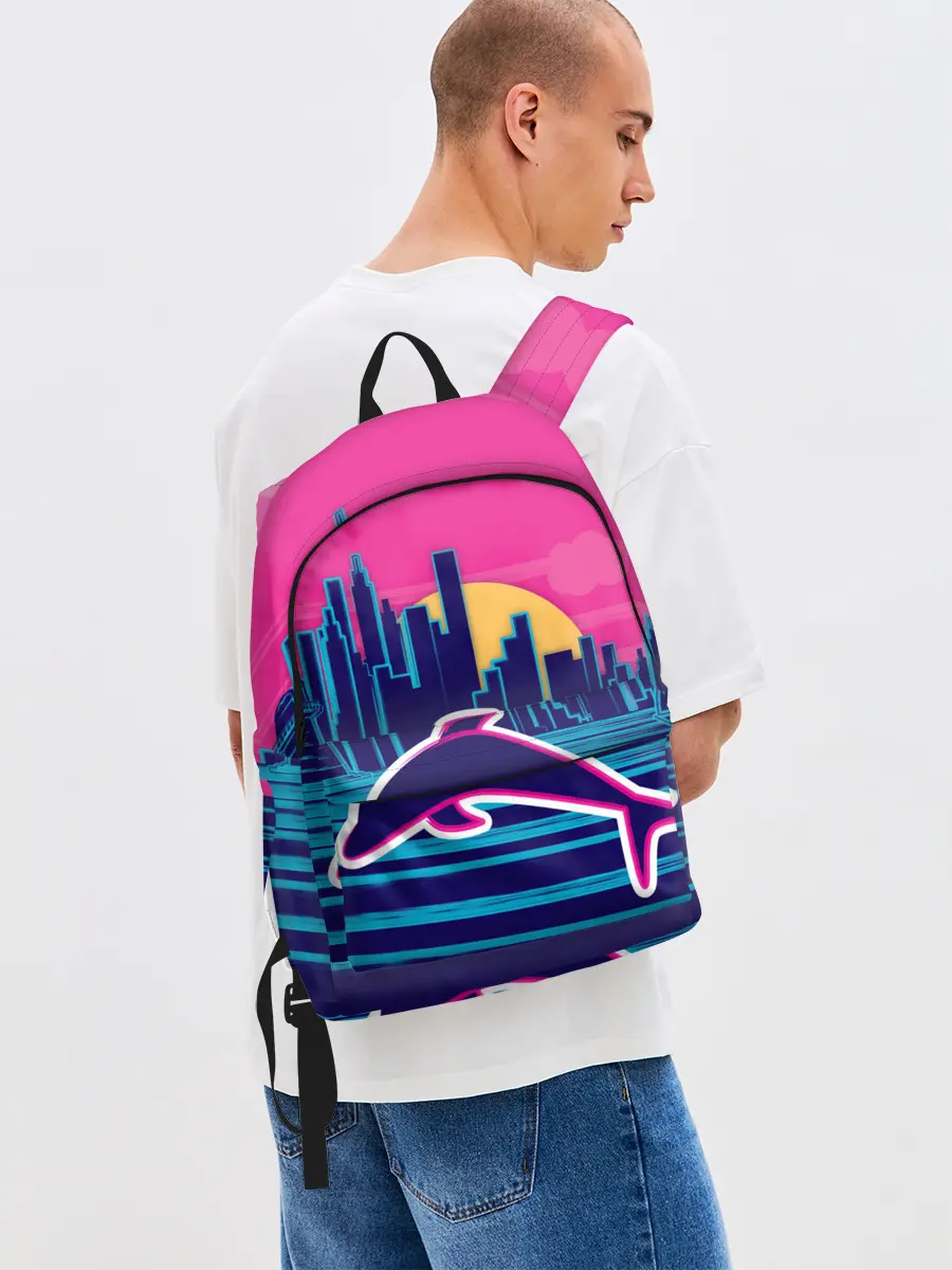 Рюкзак джинсовый / Ретро дельфин