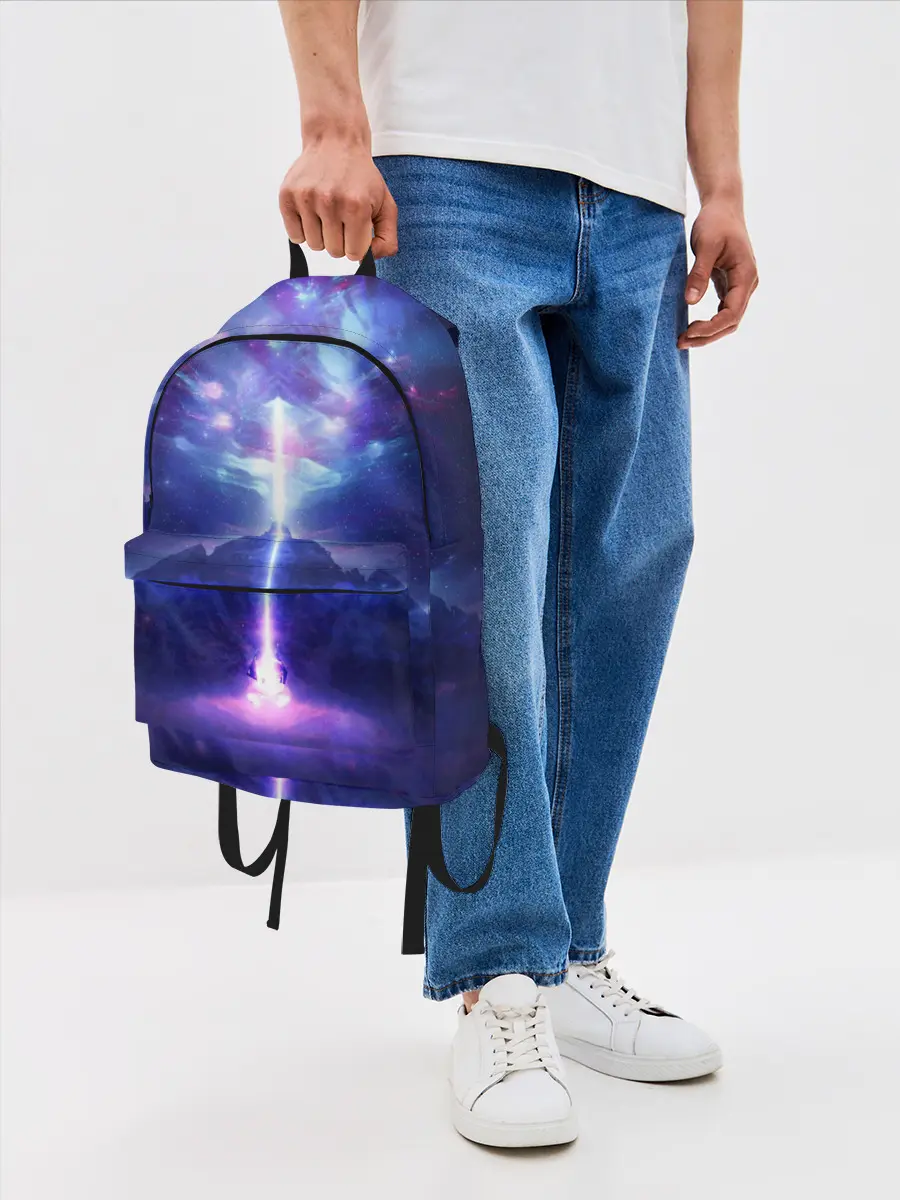Рюкзак джинсовый / Яркий взрыв в космосе