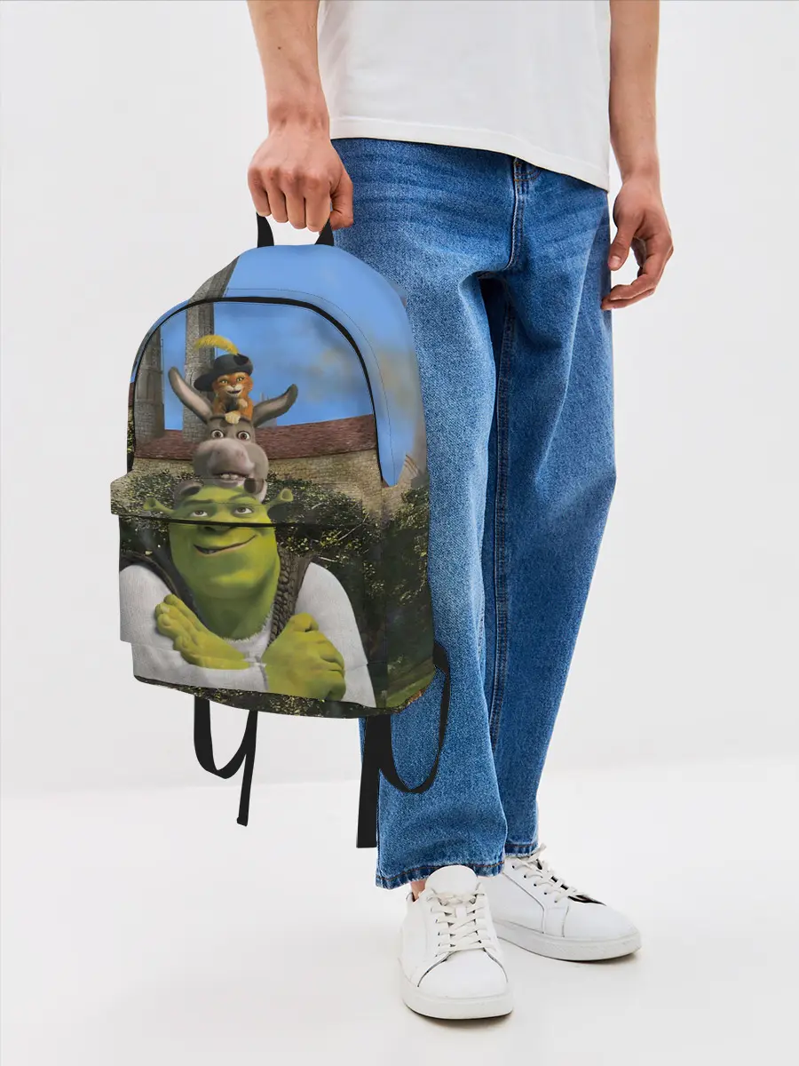 Рюкзак джинсовый / Шрек, Кот и Осёл