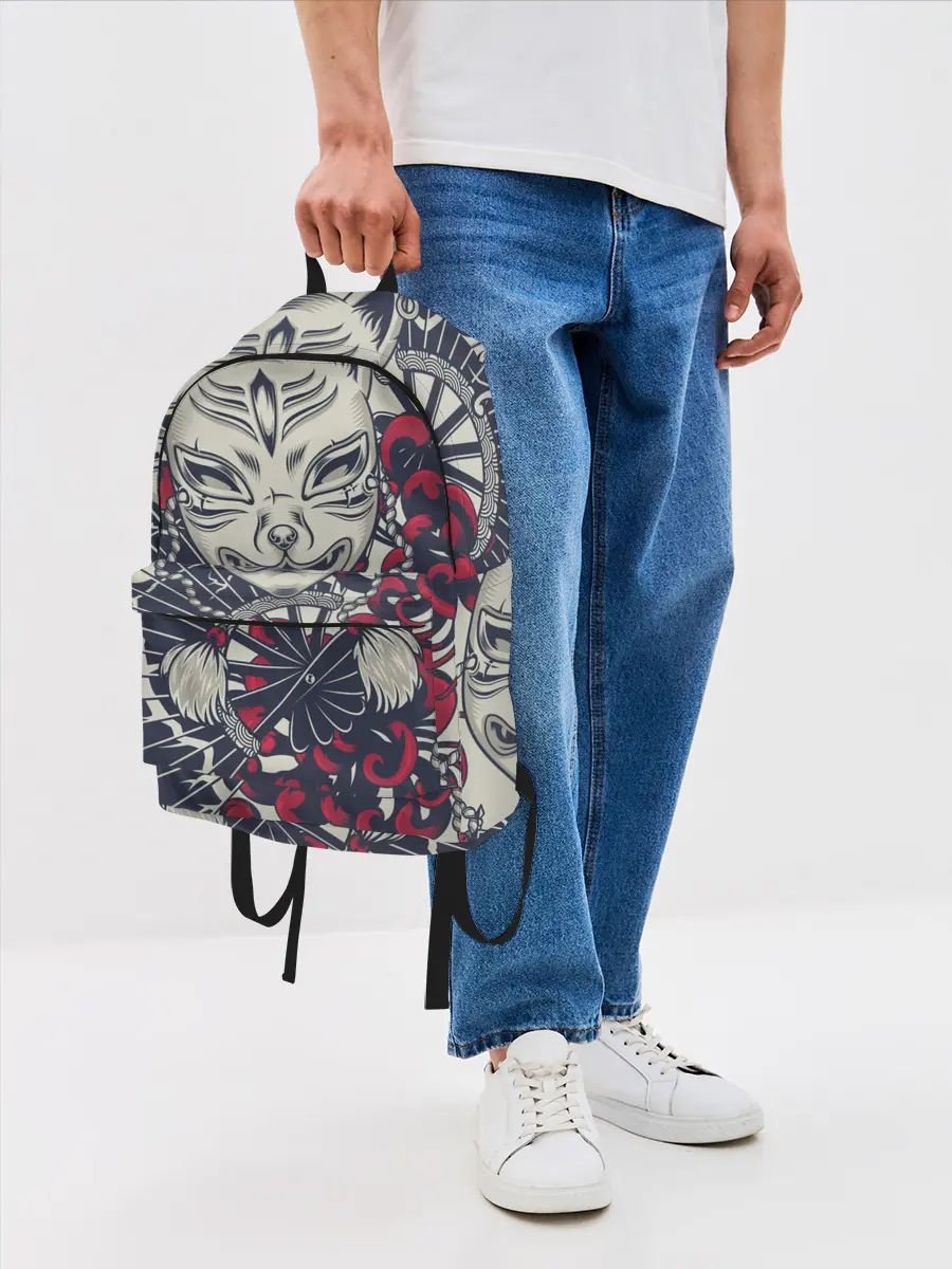 Рюкзак джинсовый / Кицунэ | Маска лисы