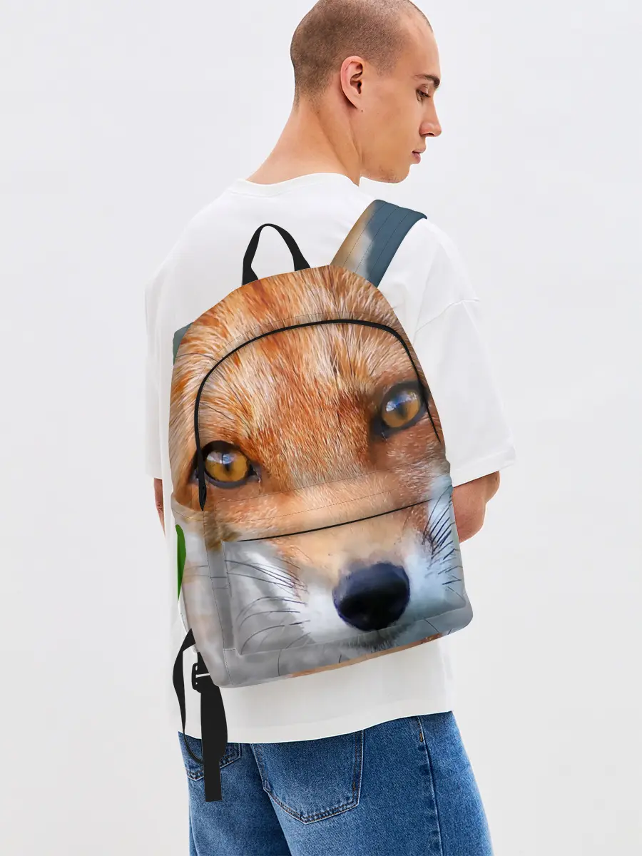 Рюкзак джинсовый / Крупно мордочка лисы