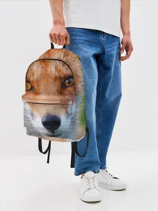 Рюкзак джинсовый / Крупно мордочка лисы