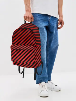 Рюкзак джинсовый / Красные полосы