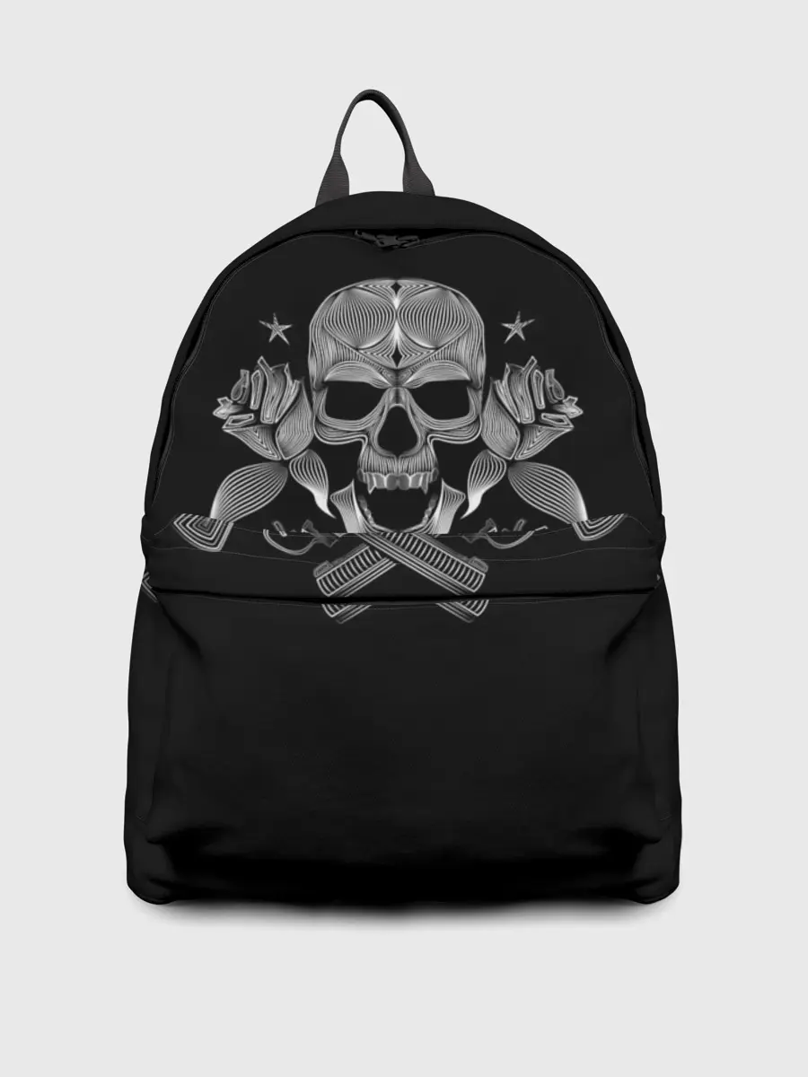 Рюкзак джинсовый / Череп, розы, два ствола