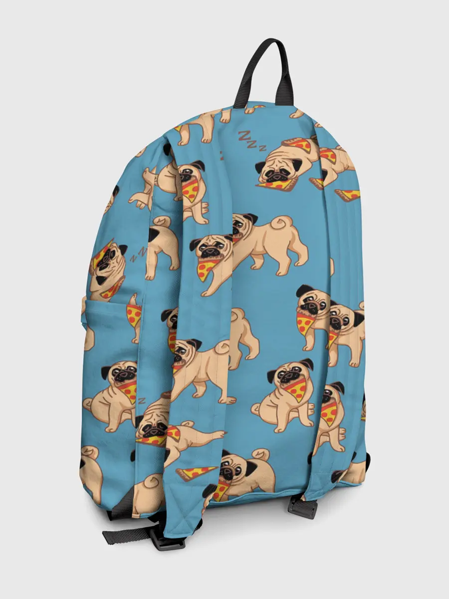 Рюкзак джинсовый / Мопсы с пиццей