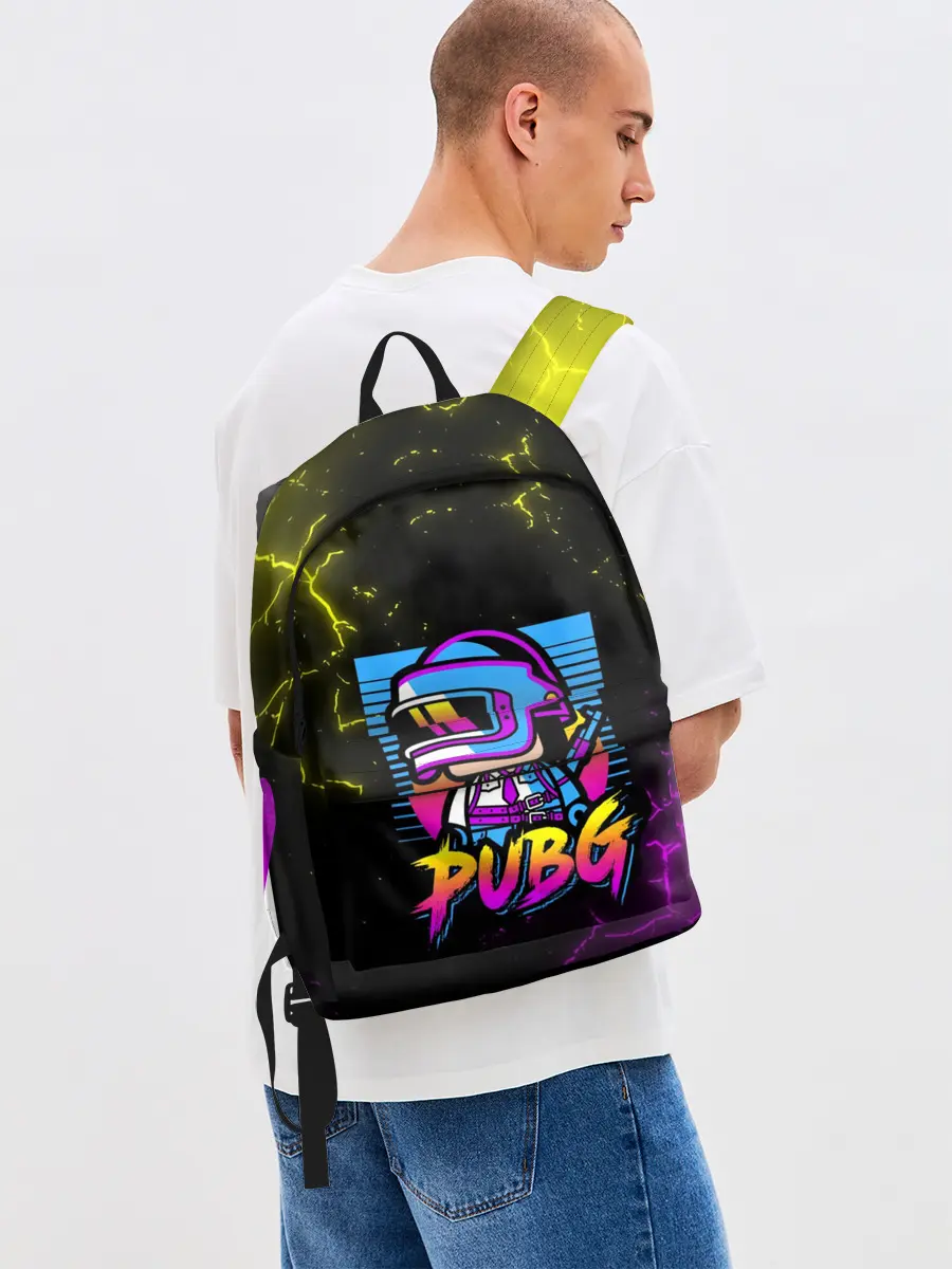 Рюкзак джинсовый / PUBG RETRO NEON / ПАБГ НЕОН