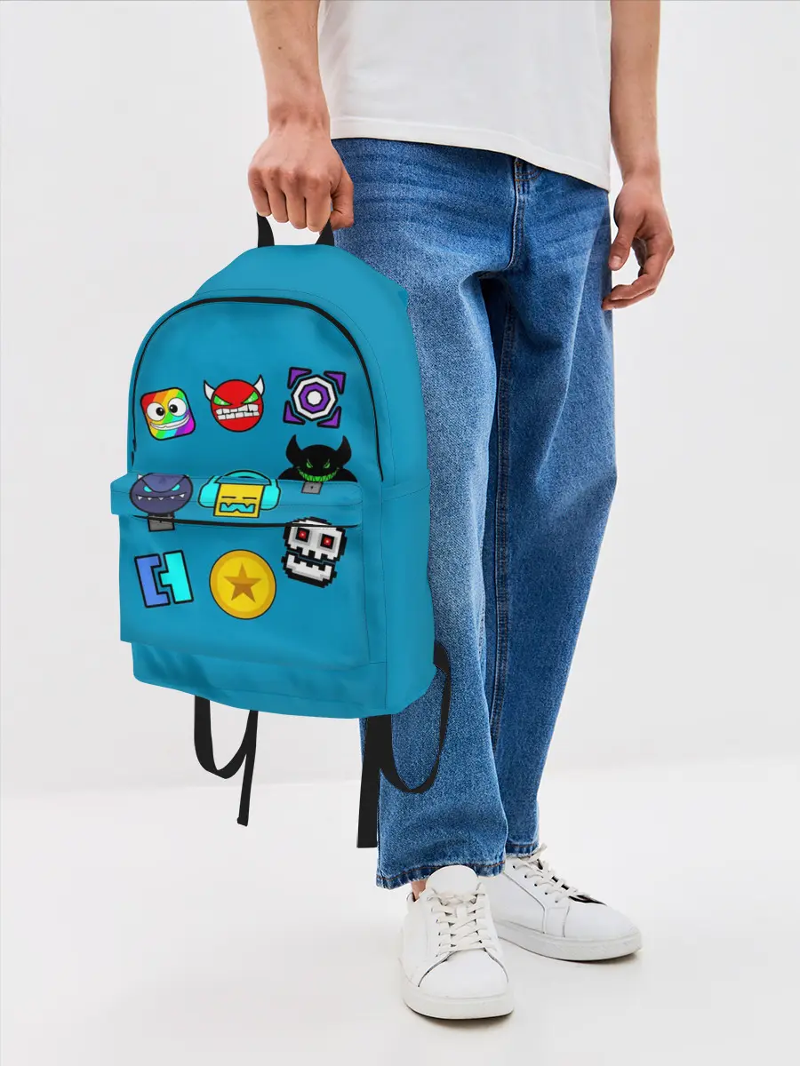 Рюкзак джинсовый / Geometry Dash Icons