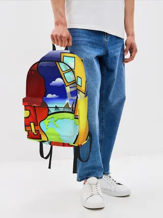 Рюкзак джинсовый / GEOMETRY DASH / ГЕОМЕТРИ ДАШ