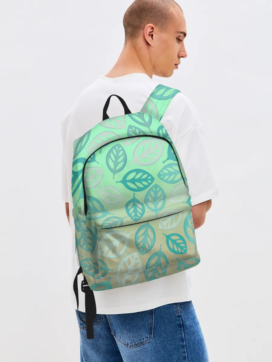 Рюкзак джинсовый / узор из листиков