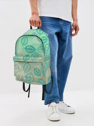 Рюкзак джинсовый / узор из листиков