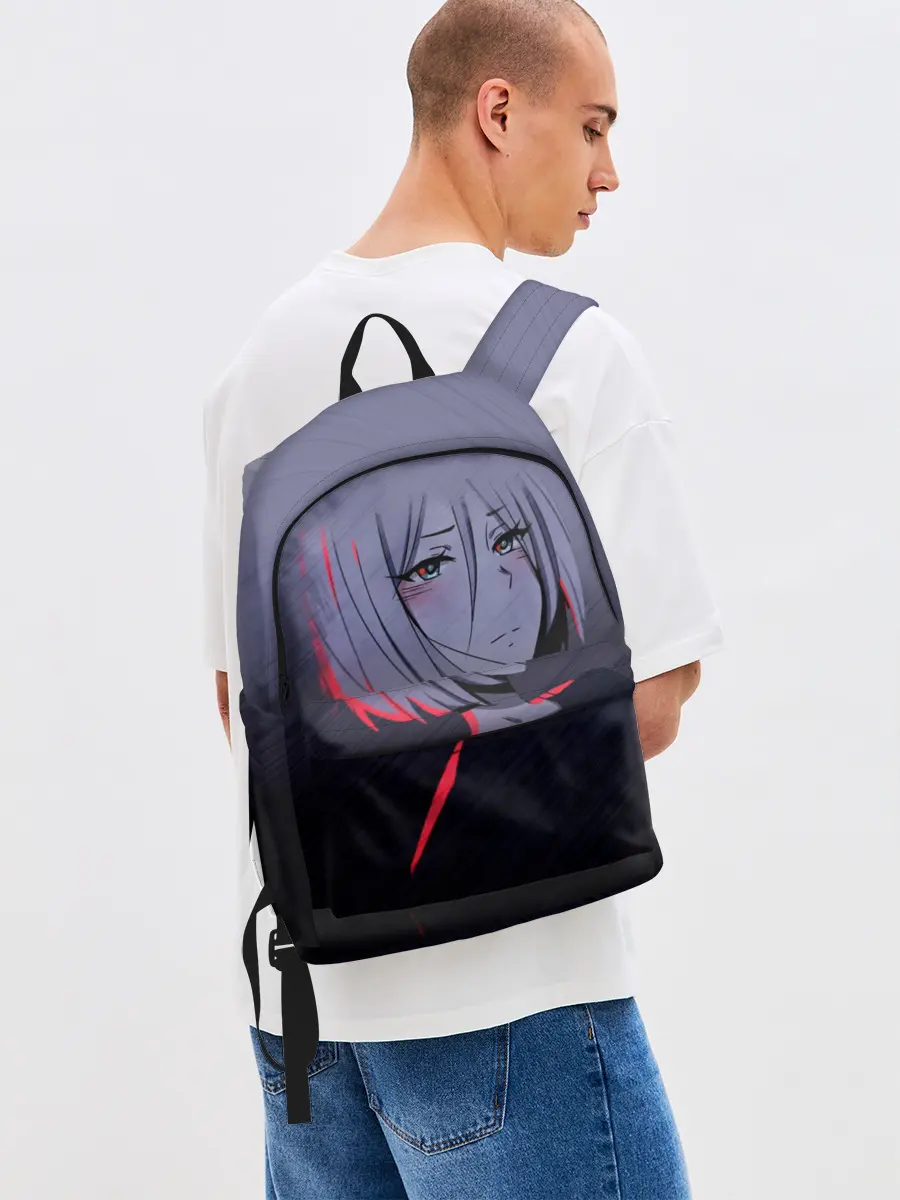 Рюкзак джинсовый / Аниме. Грустная