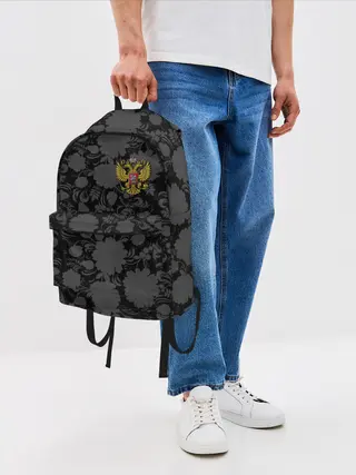 Рюкзак джинсовый / Герб России Хохлома