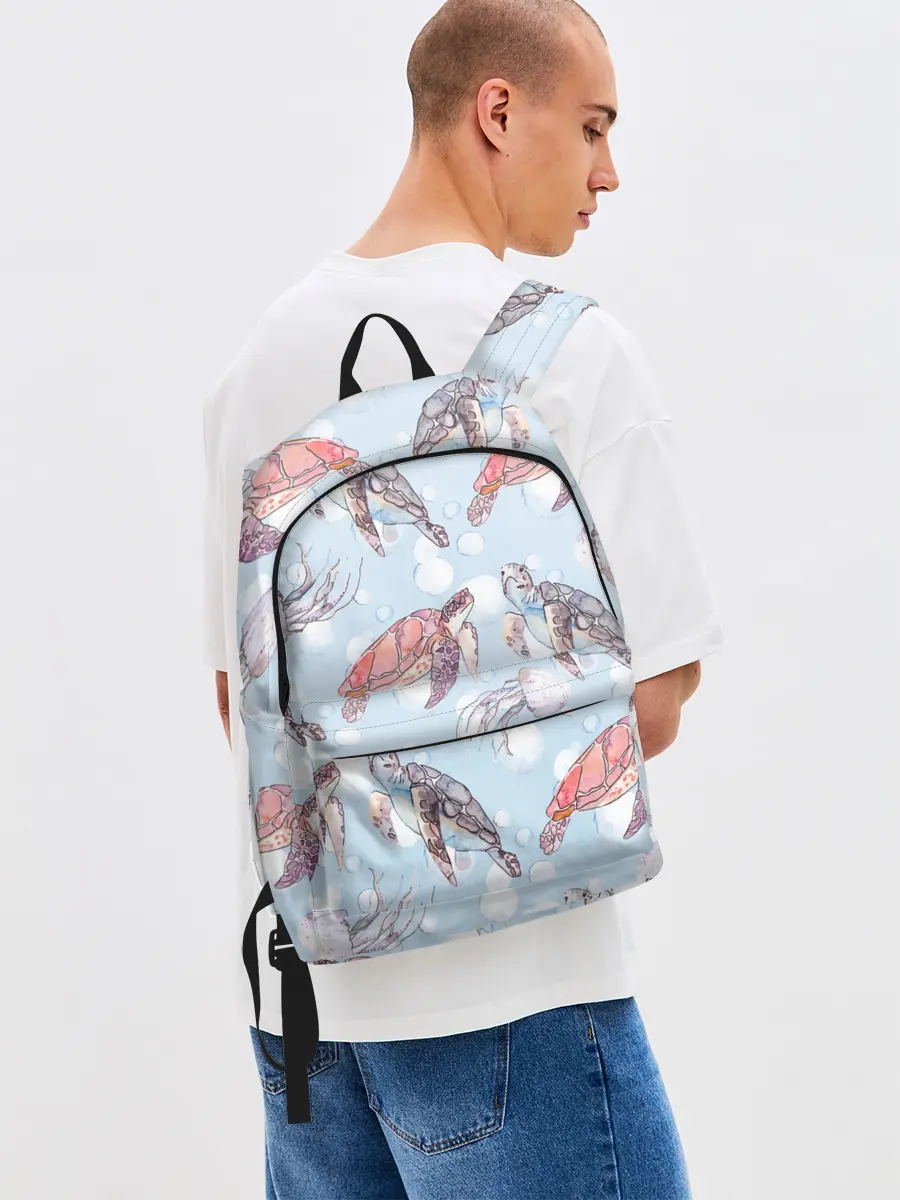 Рюкзак джинсовый / подводный мир черепахи медузы