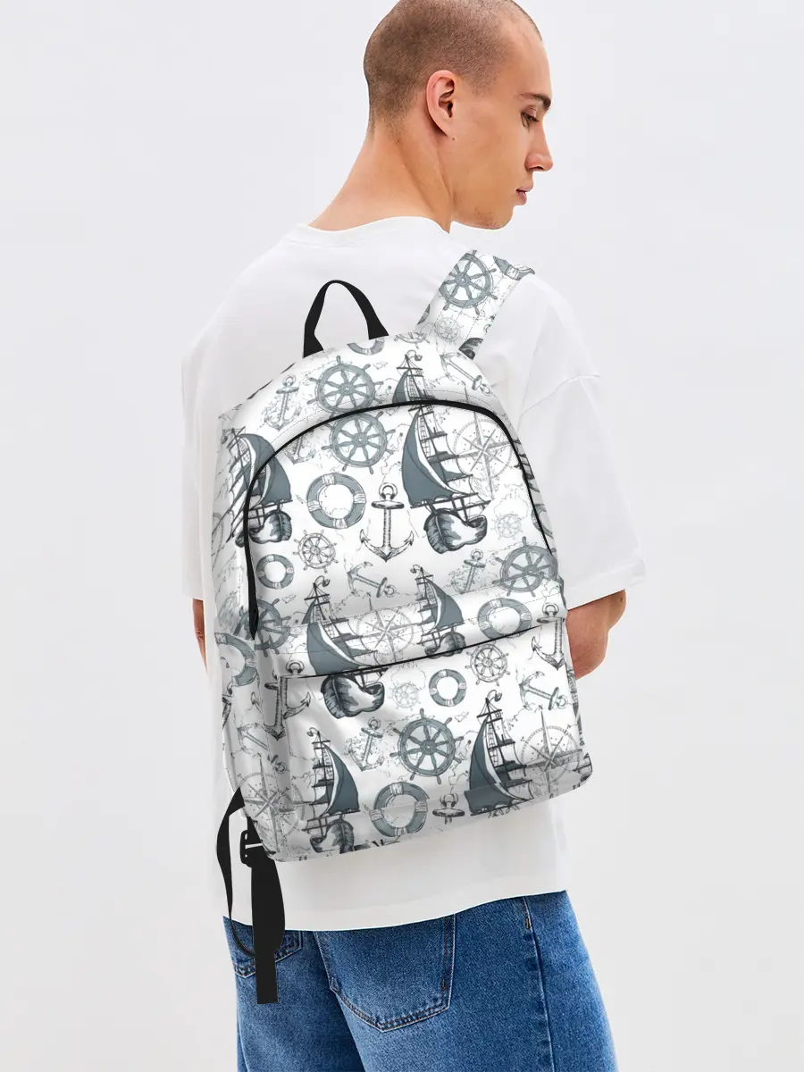 Рюкзак джинсовый / Морской узор Nautical Pattern