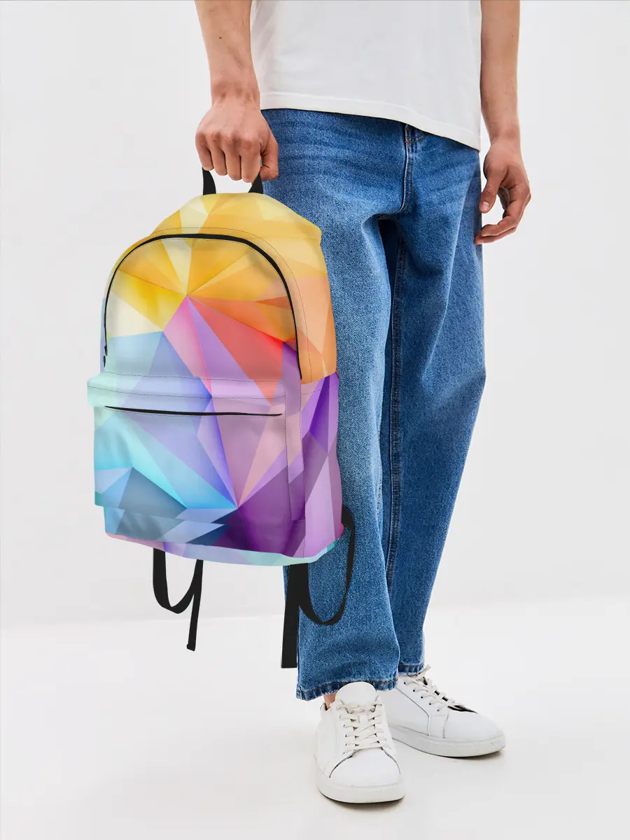 Рюкзак джинсовый / Радужная геометрия