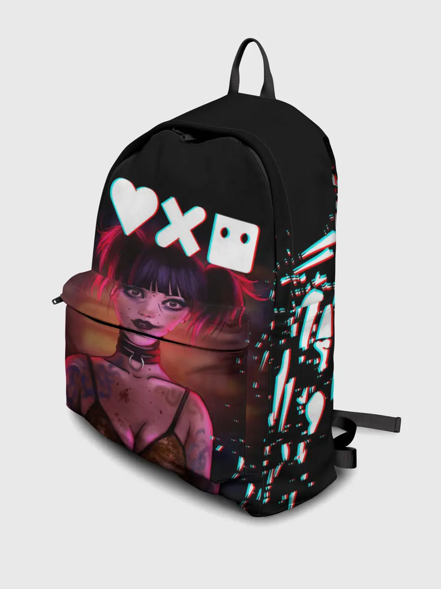 Рюкзак джинсовый / Love, Death and Robots | Lora Glitch