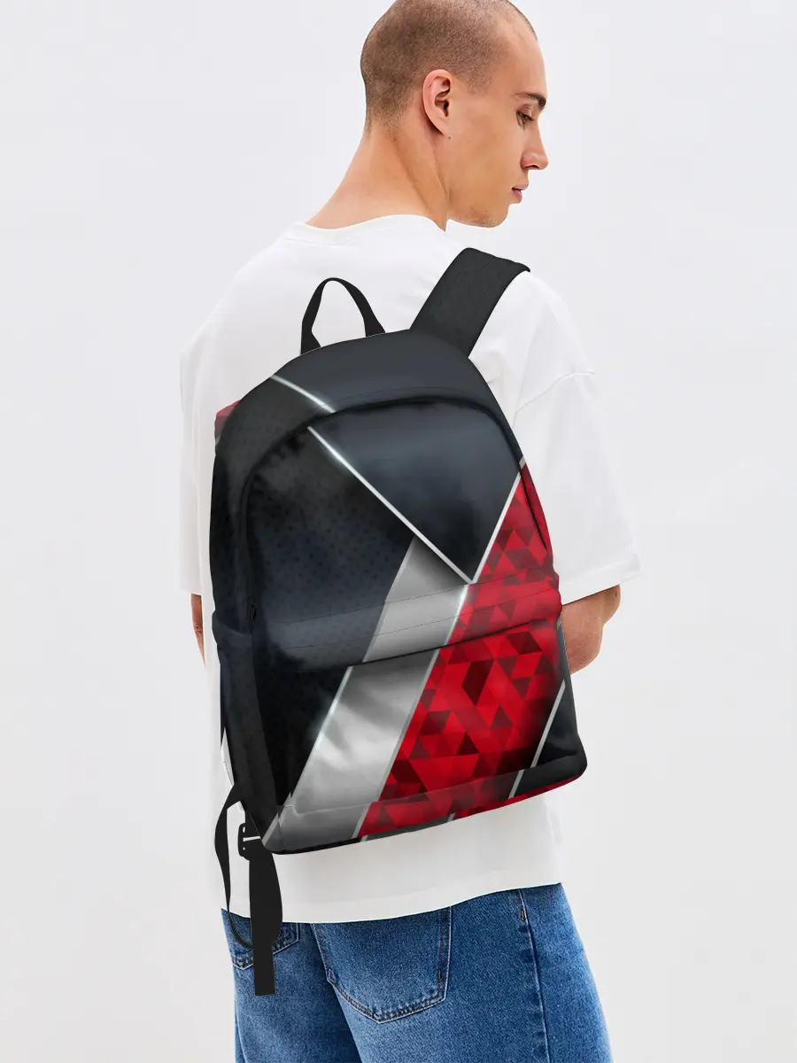 Рюкзак джинсовый / 3D BLACK AND RED METAL